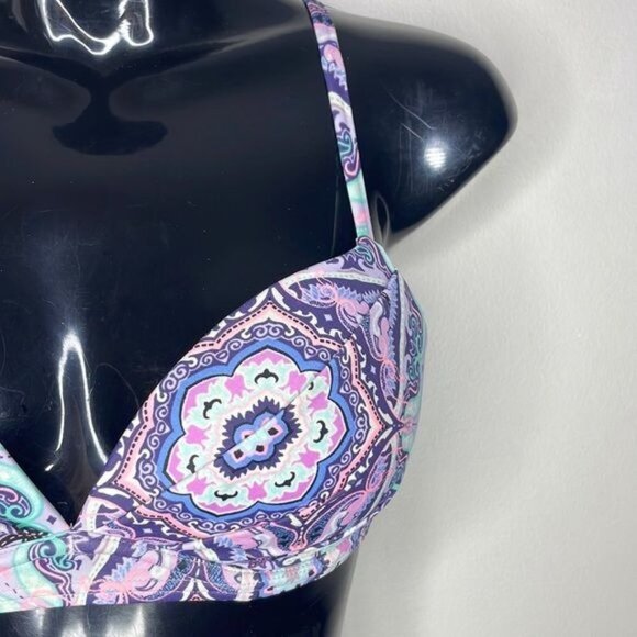Victorias Secret Swim Size 32C Pink Purple Paisley Push Up Bikini Top Vacation - Picture 3 of 9